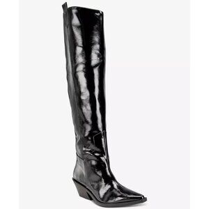 Wild Pair Womens Luela Western Pointed Toe Boots Black Smooth Size 6M NIB